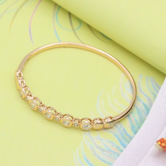 Elegant Rose Gold Bangle with Crystal Accents for Chic Style, XPBL0520 - Picture 5 of 12